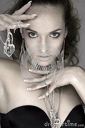 Woman and jewellery Stock Photo