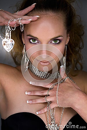 Woman and jewellery Stock Photo