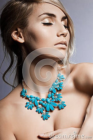 Woman with jewellry Stock Photo