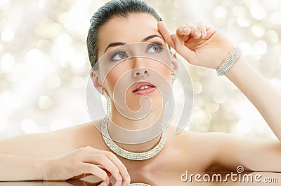 Woman with jewelry Stock Photo