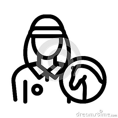 Woman Jockey Icon Vector Outline Illustration Vector Illustration