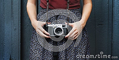 Woman journalist shoot Stock Photo