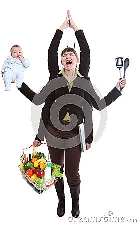 Woman juggling fruit Stock Photo