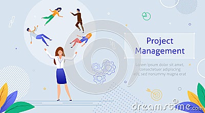 Woman Juggling People Synbolizing Management. Vector Illustration