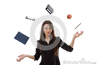 Woman juggling Stock Photo