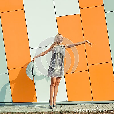 Woman jumping Stock Photo