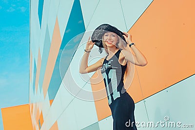 Woman jumping Stock Photo