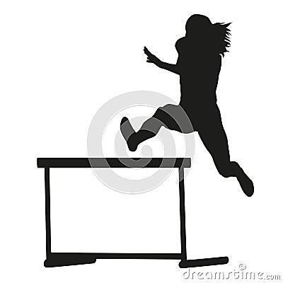 Woman jumps over the hurdle Vector Illustration