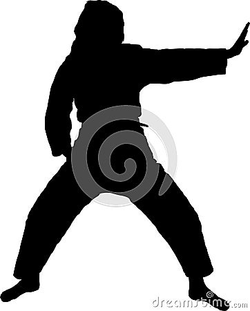 Woman in a Karate Stance Stock Photo