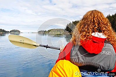 Woman Kayaking Kachemak Bay Homer Alaska Editorial Stock Photo