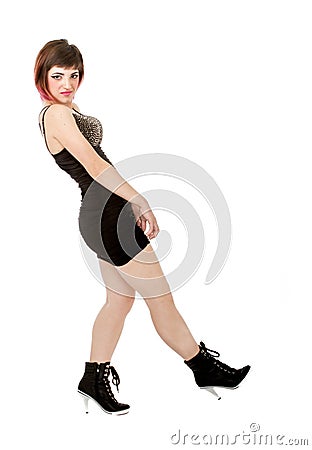 Woman kick Stock Photo