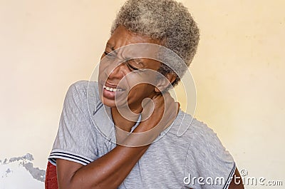 Agonizing Pain In The Neck Stock Photo