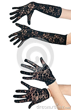 Woman lace gloves Stock Photo