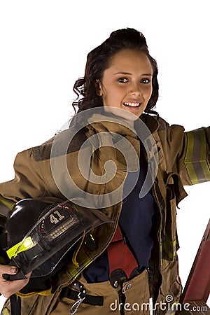 Woman ladder Stock Photo