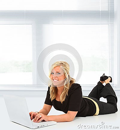 Woman on Laptop Stock Photo