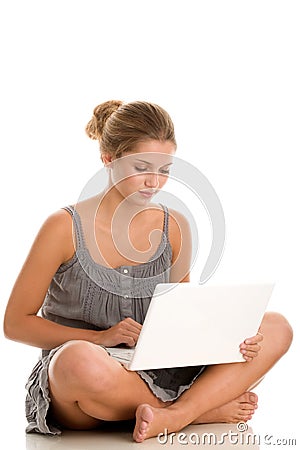 Woman with laptop Stock Photo