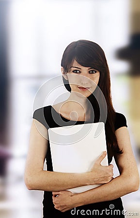 Woman with laptop Stock Photo