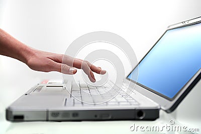 Woman and laptop Stock Photo