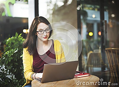 Woman Laptop Browsing Searching Social Networking Technology Con Stock Photo