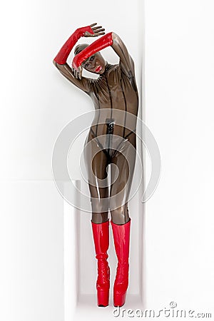 Woman in latex Stock Photo