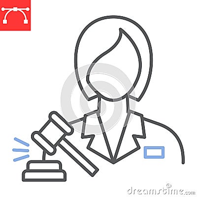 Woman lawyer line icon Vector Illustration