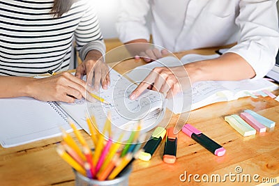 Woman learn and teach tutor concept education helping each othe Stock Photo