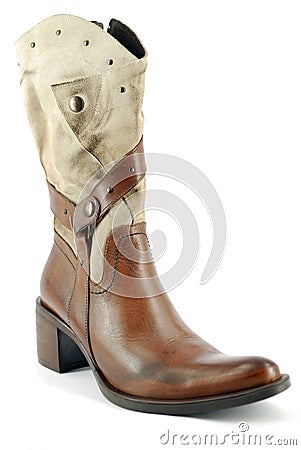 Woman leather cowboy boot Stock Photo