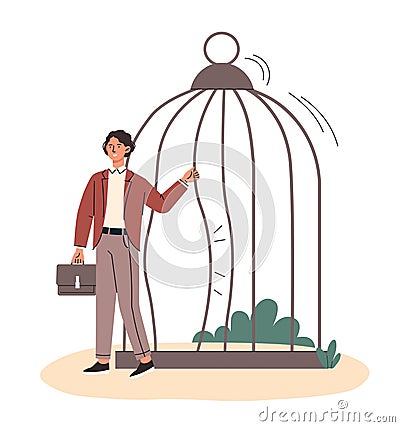 Woman leave inner prison Vector Illustration