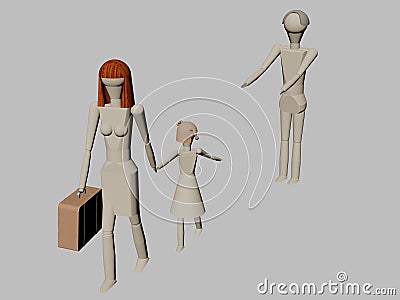 Woman leaves man with child care rights strife Stock Photo