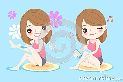 Woman with leg hair Vector Illustration