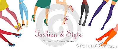 Woman legs in fashionable shoes vector illustration images. Vector Illustration
