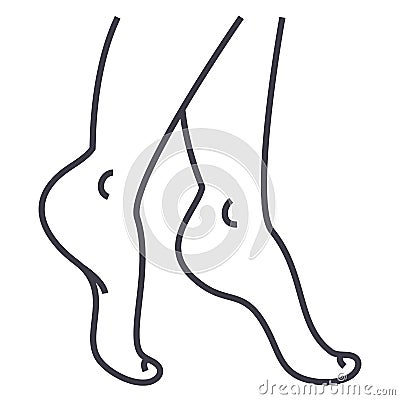 Woman legs vector line icon, sign, illustration on background, editable strokes Vector Illustration