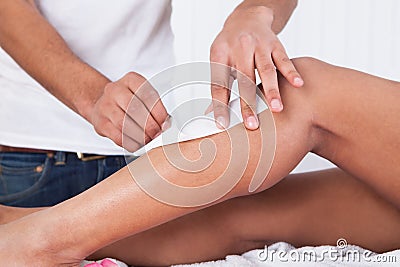 Woman Legs Waxed Stock Photo