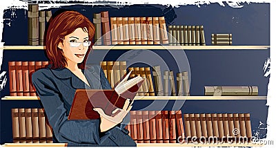 Woman In The Library Stock Photo