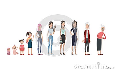 Woman life stages. Vector Illustration