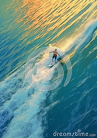 sea woman sky water summer sport boarding surfing lifestyle surfer ocean. Generative AI. Stock Photo