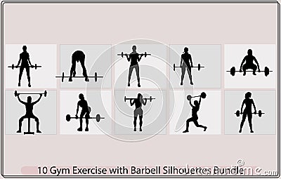 Weightlifter lifts big barbell,Squats with weight. Woman lifts big barbell,Fitness Club emblem. Training Woman with barbell Vector Illustration