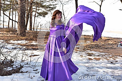 Woman Lilac Dress, Stock Photo