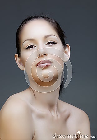 Woman with liner and pink lips Stock Photo