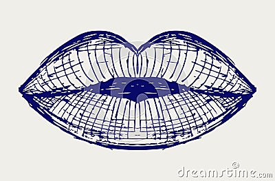 Woman lip mouth kiss Vector Illustration