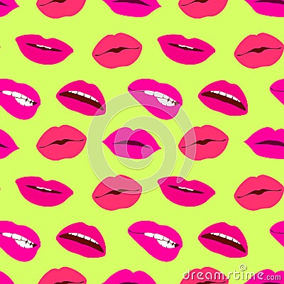 Woman lips bright vector seamless pattern Vector Illustration