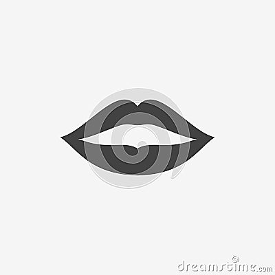 Woman lips monochrome icon. Kiss print vector illustration. Vector Illustration