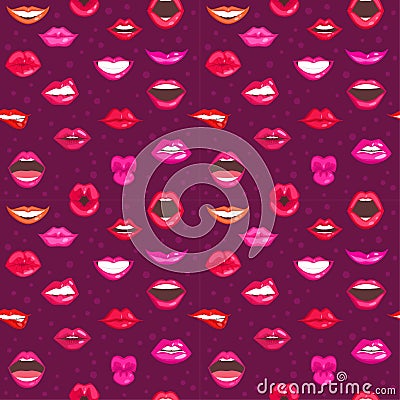 Woman lips seamless pattern Vector Illustration