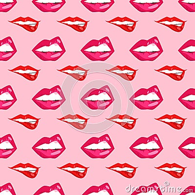 Woman lips seamless pattern vector illustration. Vector Illustration