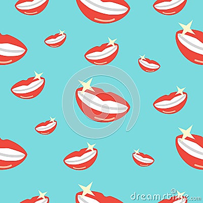 Woman Lips Smile Seamless Pattern Vector Illustration