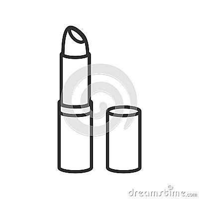 Woman Lipstick Outline Flat Icon on White Vector Illustration