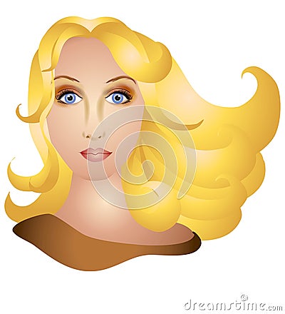 Woman With Long Blonde Hair Cartoon Illustration