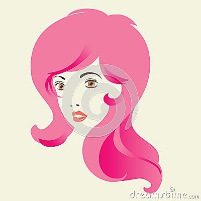 Woman Long Curly Hair. Vector Illustration