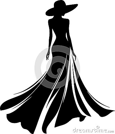 woman in long dress with wide brim hat 3 Stock Photo