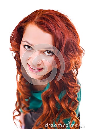 Woman with long rust-coloured hair Stock Photo